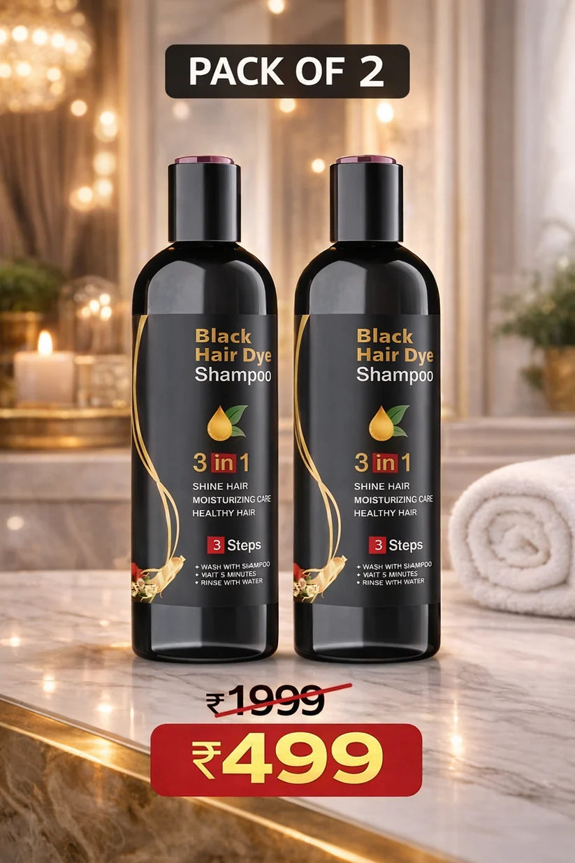 Unisex Instant Black Herbal Hair Dye Shampoo for Grey Hair Coverage Shampoo 3 in 1(100ml) Pack Of 2