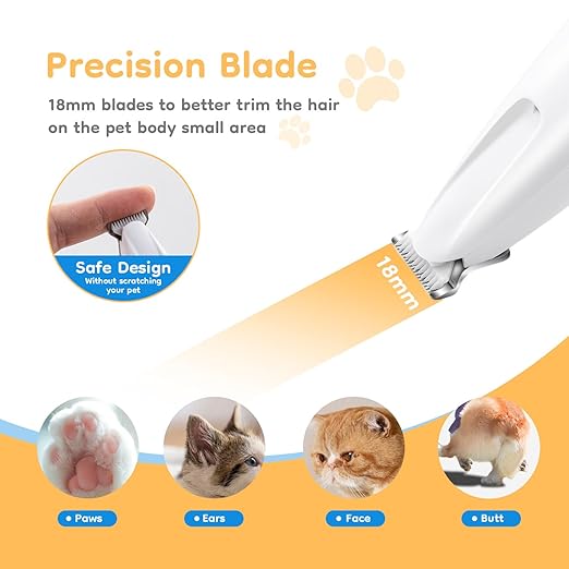 LED Paw Hair Trimmer for Dogs & Cats – Safe, Quiet & Waterproof Pet Grooming Tool