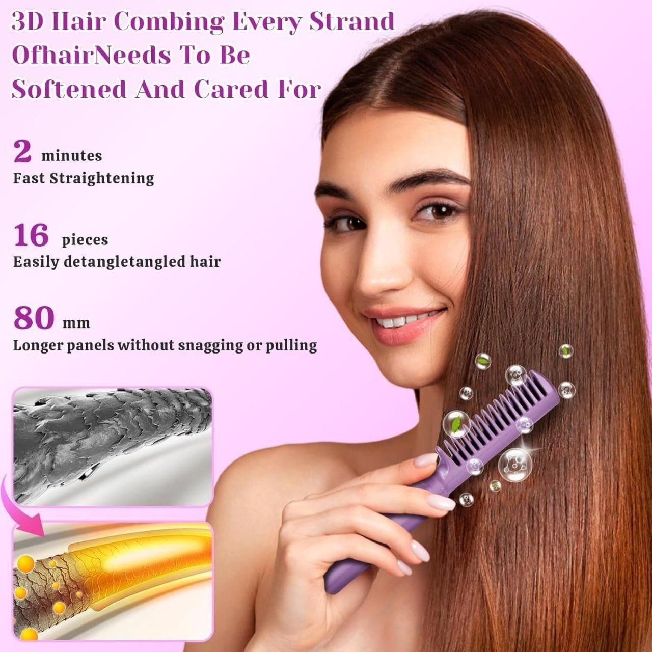 Meneflix Portable Mini Cordless Hair Straightener – Rechargeable, Adjustable, Hot Comb