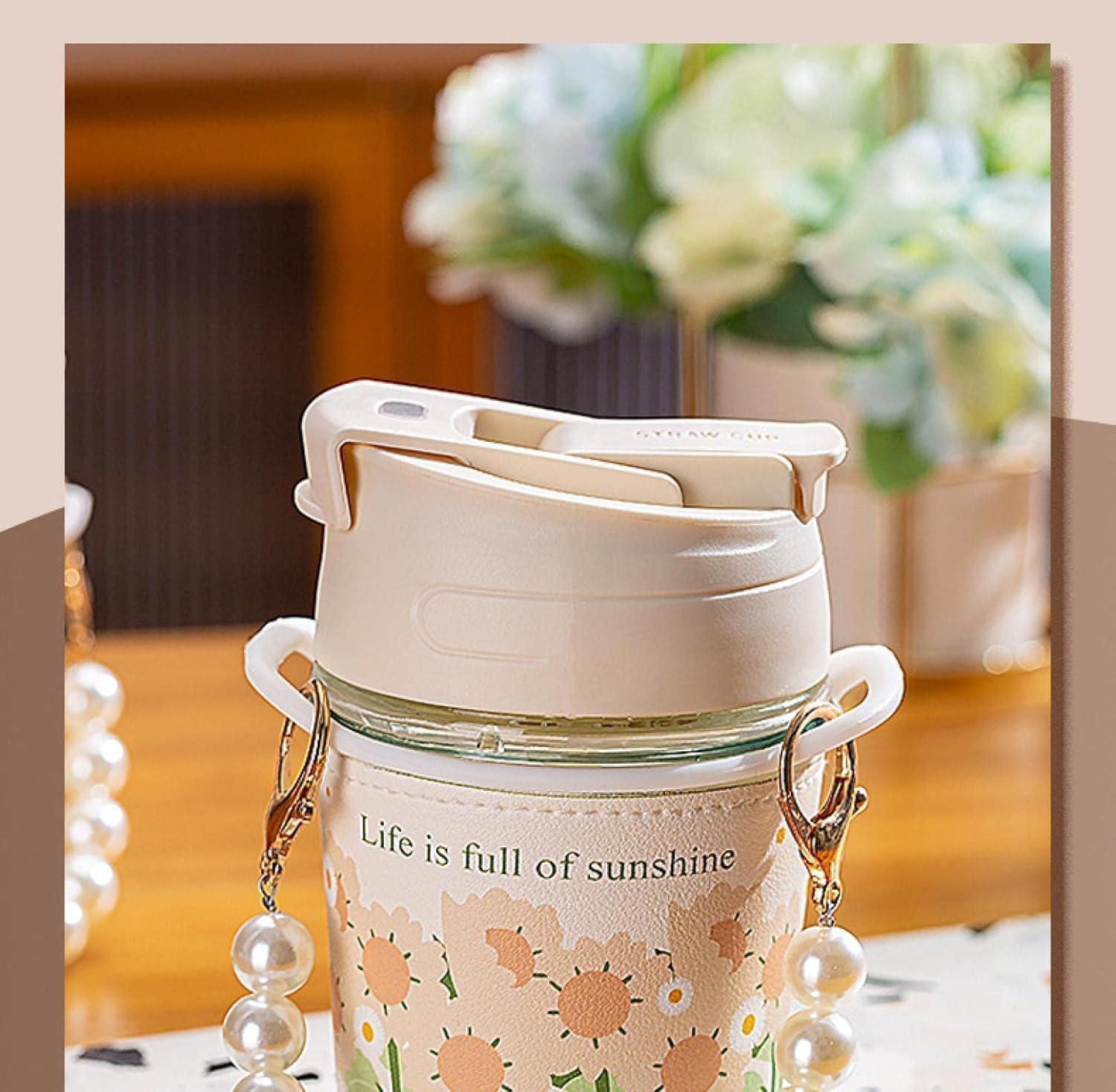 Pearl Glass Coffee Mug with Straw – 350 ml | Buy 1 Get 1 Free