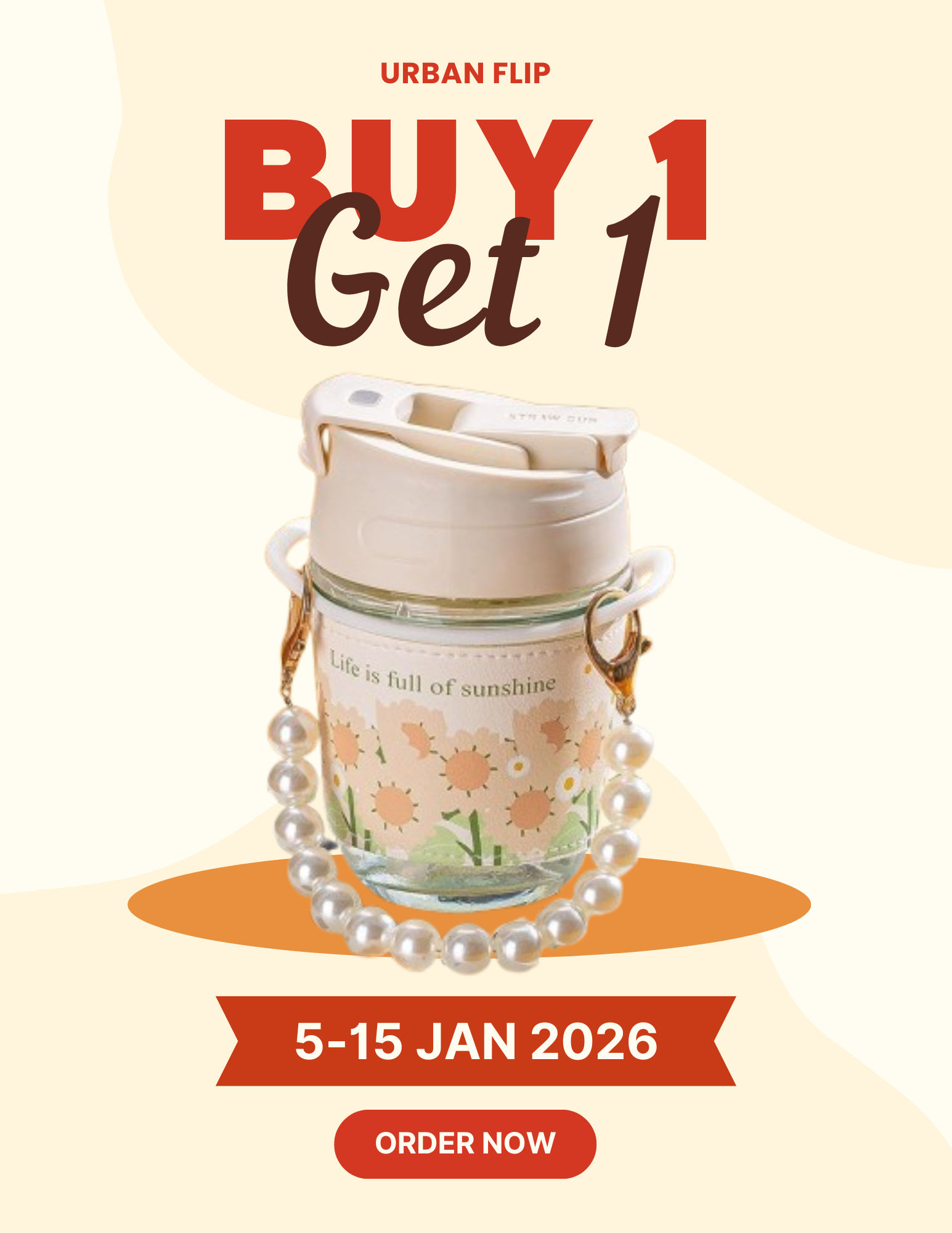 Pearl Glass Coffee Mug with Straw – 350 ml | Buy 1 Get 1 Free