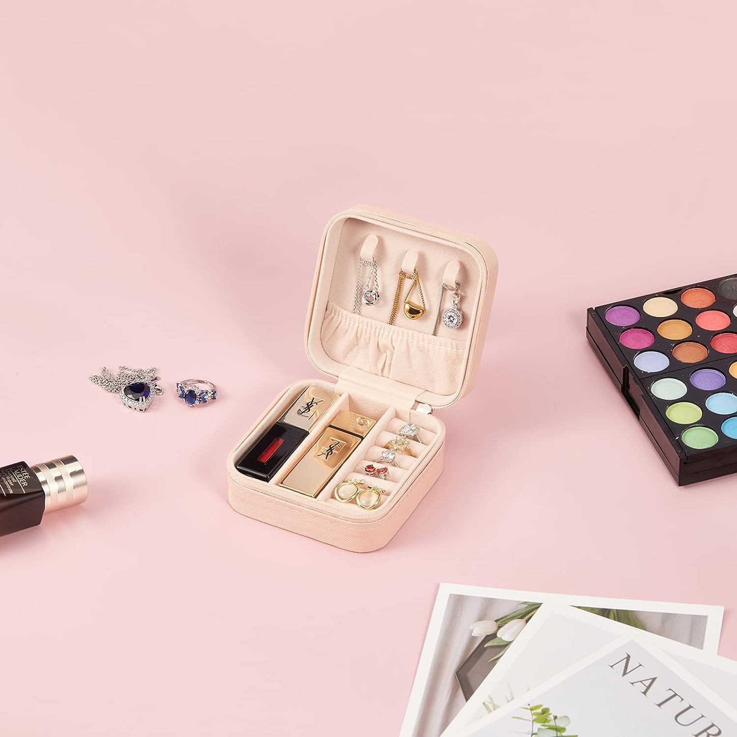 Mini Travel Jewellery Organizer Box – Portable Multi-Compartment Case